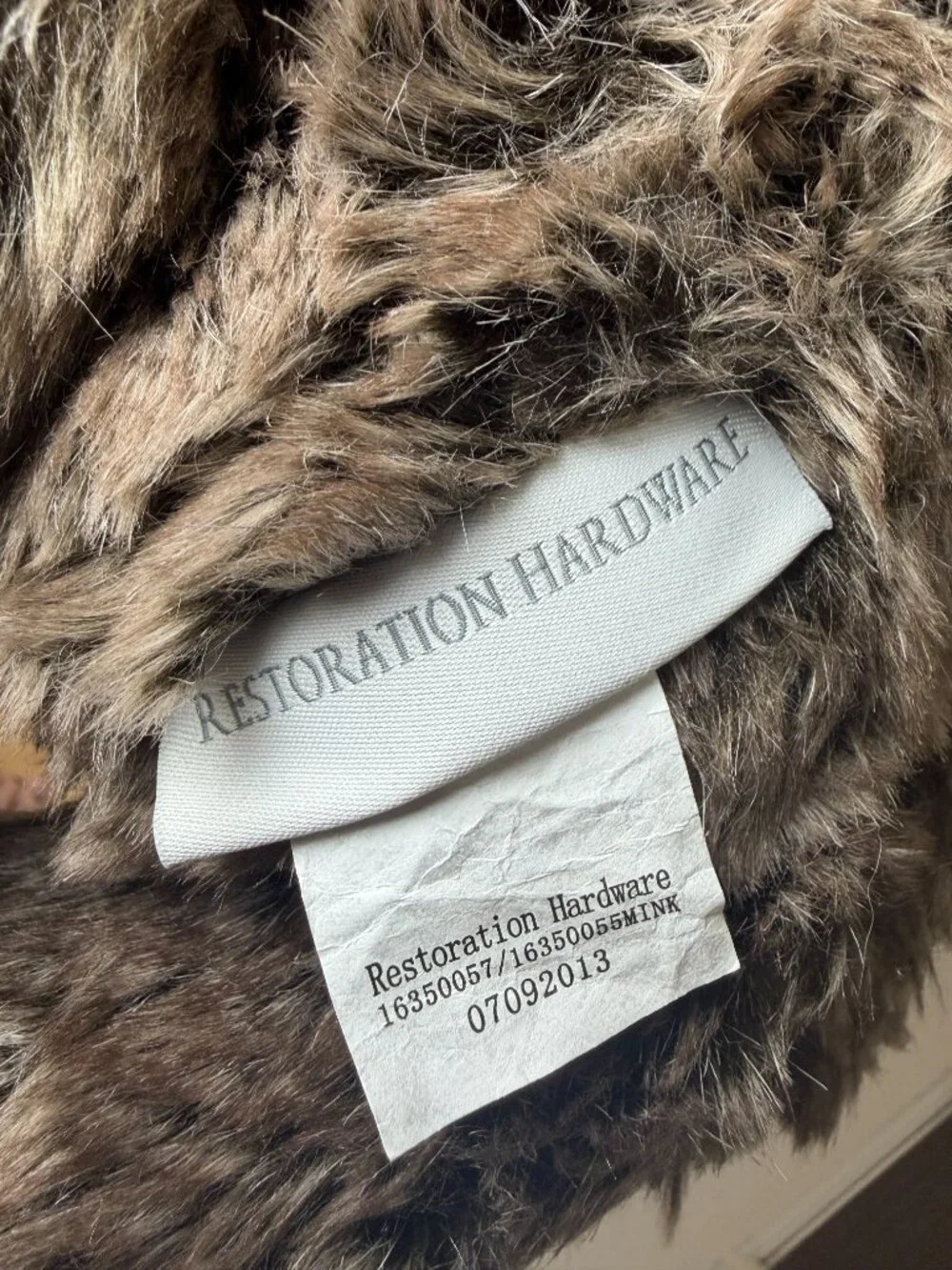 Restoration Hardware Faux Fur Mink Bear 16 inch Fully Jointed